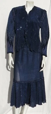 Vtg $2000 PACA USA 4 Piece Set Sweater Leather Beaded Pant Skirt Jacket Top XS S - Image 1 of 4