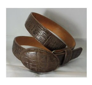 Cintura cowboy western country pelle stampata coccodrillo con fibbia  - Foto 1 di 1