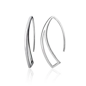 Sterling Silver Geometric Polished Hook Earrings, 3 Colors - Picture 1 of 7