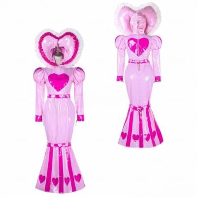 Sissy Maid Girl Vestido Cola de Pescado PVC Rosa Cerrable Cosplay Disfraces A Medida Foto 1 de 2