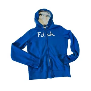 Abercrombie & Fitch Blue Hoodie With White Embroidered Logo Youth Large Retro - Picture 1 of 10