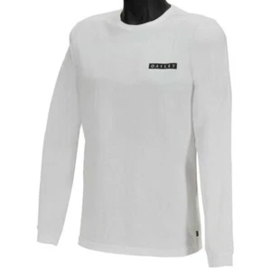 Oakley Harry Long Sleeve Tee Mens Size L Large White Cotton Logo T-Shirt - Picture 1 of 4