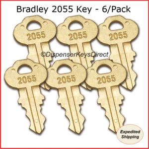 Bradley #2055 Key  - (6/pk.) for Paper Towel, Toilet Tissue & Liquid Soap Disp. - Picture 1 of 2