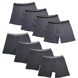 8PK Mens Boxer Briefs Black Cotton Breathable Underwear Soft Comfort Flex Fit - Picture 1 of 12