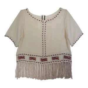 Chelsea & Violet Anthropologie Beaded Bohemian Fringe Blouse Size S - Picture 1 of 11