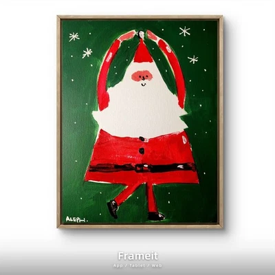 Arte Original Santa 1 14x11 Colorido Arte Moderno Navidad Pintura sobre Lienzo Foto 1 de 4