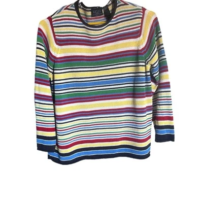 CRAZY HORSE WOMEN'S SIZE 2 SWEATER MULTICOLORED STRIPED PULLOVER KNIT VINTAGE - Image 1 of 4