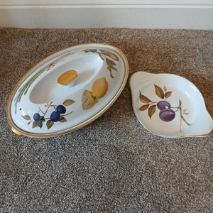 Royal Worcester Evesham Gold Oven To Table Oval Lidded Serving Dish + Side Dish - Picture 1 of 9