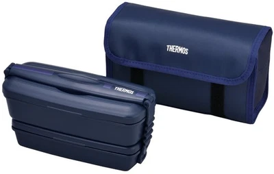 Caja de almuerzo fresca THERMOS Bento de 2 niveles 900 ml azul marino DJB-905W NB Foto 1 de 4