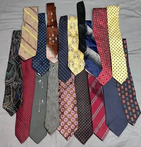 Posten 18 Vintage Herren Krawatten gemischte Muster Streifen Seidenmischung - Bild 1 von 7