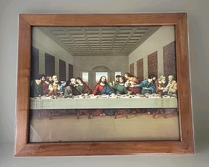 Vintage Jesus Christ "The Last Supper" Wood Framed Print 22" x 19" - Bild 1 von 10
