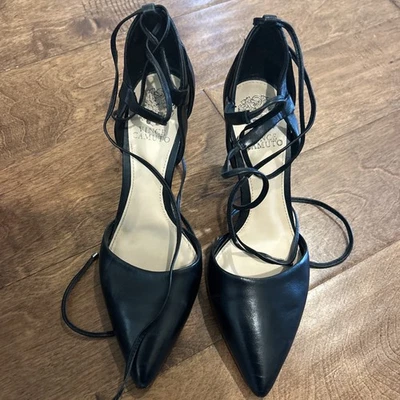 Vince Camuto Women's Heels Size 8.5 Black Lace Up Ankle Pointed Toe - Image 1 of 4
