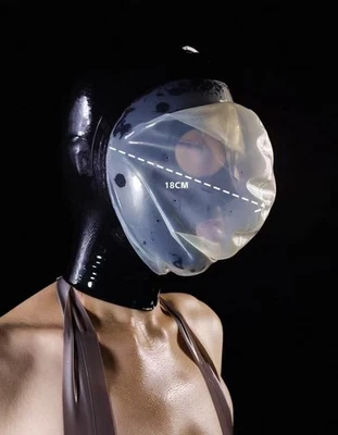US Black Latex hood 0.25mm Transparent Mask with breathing hole for Fetish BDSM - Image 1 of 4