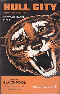 Hull City Tigers Programa Oficial v Blackpool 29 de agosto 1969 Fútbol Fútbol Fútbol - Imagen 1 de 1