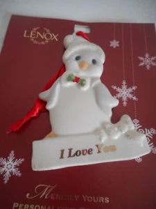 NIB LENOX Penguin I LOVE YOU White Gold Glitter 3.5" Ornament - Picture 1 of 4