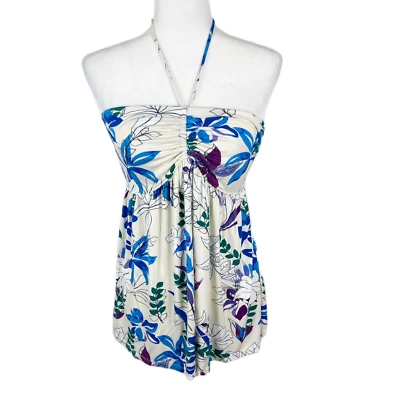 Isabel by Ingrid + Isabel Halter Tank Top Women Medium Beige Floral Maternity - Image 1 of 4