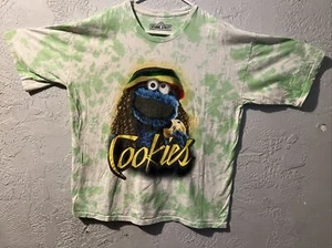 T-shirt Sesame Street taglia X grande Rasta Cookie Monster verde tie dye stoner - Foto 1 di 6