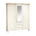 Wardrobe Classic Closet Solid Country House Large Mirror Cabinet Real Wood White