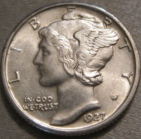 REALLY NICE AS SHOWN - 1927 P MERCURY DIME *** 90% SILVER *** 751 Cover