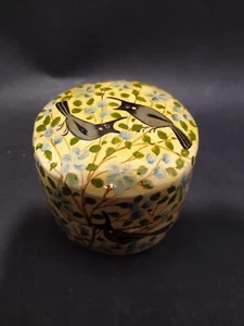 Verzierte handbemalte Vögel & Blumen Papier Mache Schmuckschachtel - Bild 1 von 2