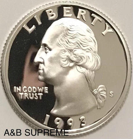 1993 S Washington Quarter Dollar Deep Cameo Gem Proof 90% Silver Cover