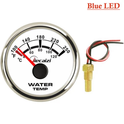 Jiecaizi 52mm Water Temp Gauge With Sensor 40-120c 100-250f Blue Led Waterproof - Image 1 of 4