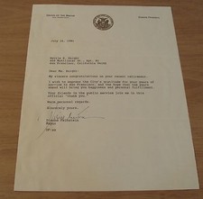 1985 Typed Letter~Office of MAYOR DIANNE FEINSTEIN~San Francisco CA~