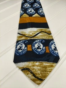 Florence Silk & K Inc Navy Blue Floral Necktie 100% Polyester 59 x 3.75 Korea - Picture 1 of 5