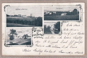 Ansichtskarte Gross-Borthen (Lochwitz) - Stellmacherei/Schloss/Dorfplatz/Kaufman - Bild 1 von 2