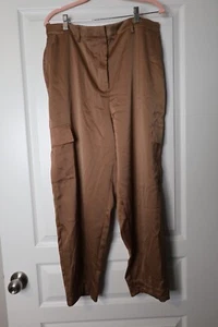 Nicole Miller New York Brown Satin Jogger Pants for Women Size XL NWT - Picture 1 of 3