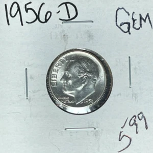 Moneda de diez centavos de plata Roosevelt 1956-D ~ gema ~ hermosa moneda ~ - Imagen 1 de 2