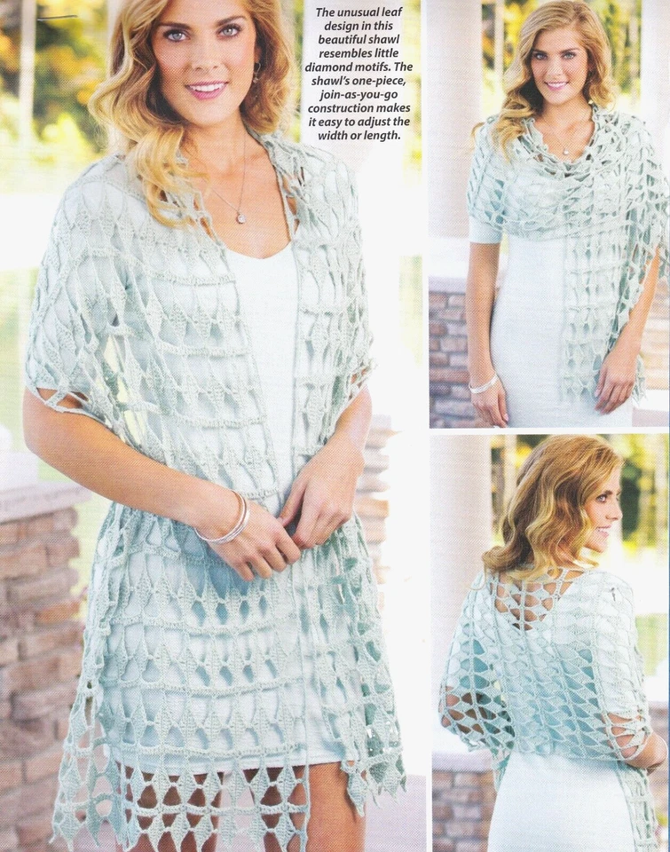 INUSUAL Mantón/Ropa/Patrón de Crochet Hojas de Primavera SOLO INSTRUCCIONES Foto 1 de 1