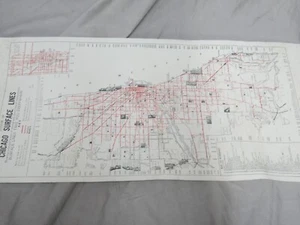 1928 Chicago Surface Lines Large Map Street Railway System- Dust Jacket Map - Picture 1 of 11