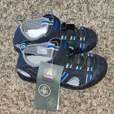 Sandálias esportivas impermeáveis Kamik Mantaray masculinas tamanho 12 biqueira mais próxima nova azul amarela - Imagem 1 de 4