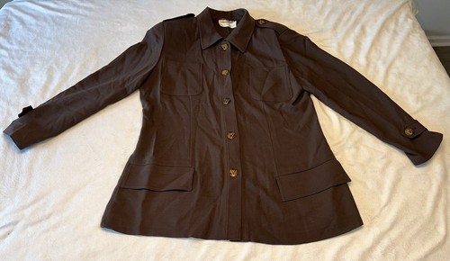 Blazer Valentino Vintage Donna 12 Lana Marrone Oro Bottone