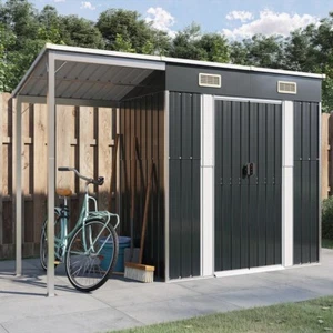 Gartenhaus mit Schleppdach Anthrazit 277x110,5x181 cm Stahl - Bild 1 von 9