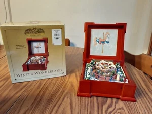 2001 Mr. Christmas Gold Label Winter Wonderland Wood Music Box with carousel - Picture 1 of 9