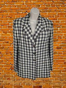 WOMENS CACHE D'OR UK 10 GREY CREAM MIX CHECK SINGLE BREASTED BLAZER JACKET COAT - Picture 1 of 6