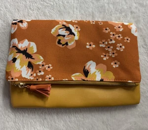 Bolso sin asas reversible Rachel Pally Zahara primavera floral estuche mostaza borla - Imagen 1 de 11