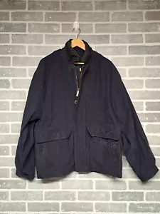 London Fog Vintage 90s Mens Navy Full Zip Button Utility Jacket Size Large - Picture 1 of 17