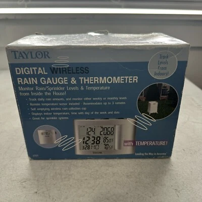 Taylor 2751 Digital Wireless Rain Gauge and Thermometer Open Box New Foto 1 de 3