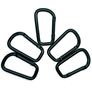 50 pcs 3" Heavy Duty Carabiner Spring D Clip Key Chain D Shape Black - Picture 1 of 10