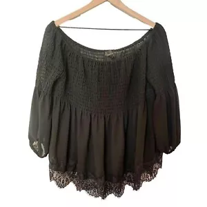 Damenjeans von Buffalo schwarz durchsichtig Spitze schulterfrei Oberteil Größe Large - Bild 1 von 7