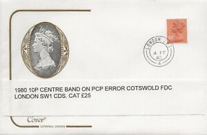 4/2/1980 10P CENTRE BAND ON PHOSPHOR COATED PAPER PCP ERROR RARE FDC