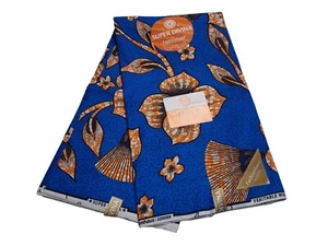 6 Yards / 5,48 Meter garantiert afrikanischer Stoff mit Wachsdruck und Design - Bild 1 von 5