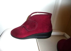 Florett Varomed Hausschuh Stiefelette Veloursleder Schurwolle Bordeaux Rot Gr.39 - Bild 1 von 20