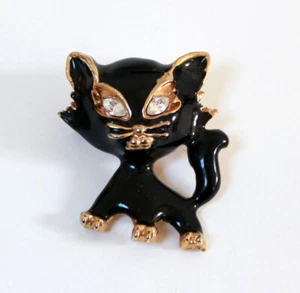 Broche vintage chat noir - Picture 1 of 3