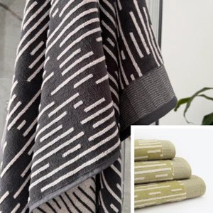 Allure Luxury Barcode Stripe Towels 100% Cotton Pop Up Zero Twist Textured Towel - Picture 1 of 28