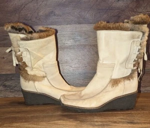 I LOVE ITALIAN SHOES ITALIAN LEATHER BOOTS MOD.BREV000302534 SIZE 38 FUR TRIM - Picture 1 of 9