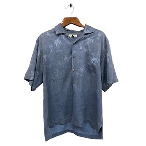 Tommy Bahamas Men’s Silk Blue Tropical Button Down Sz Medium Short Sleeve - Picture 1 of 15